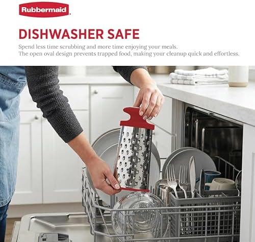 Rubbermaid Stainless Steel Cheese Grater - 9.5" Oval Handheld Box Grater with EZ Grip Handle - Multi-Surface Food & Cheese Shredder | Zester & Graters for Kitchen - Dishwasher Safe
