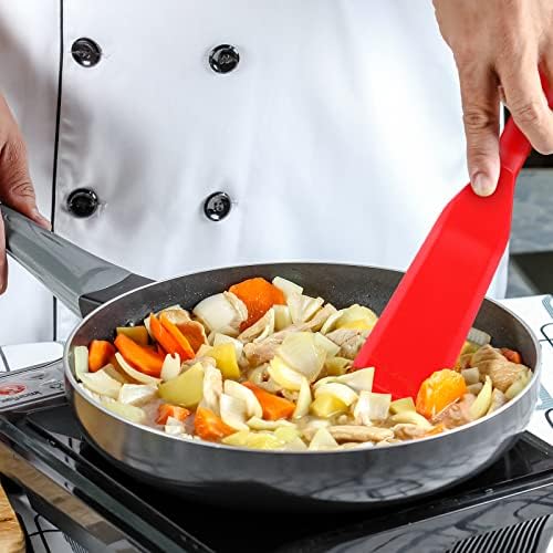 Zopeal 2 Pcs Crepe Spatula Narrow Silicone Long Non Stick, Red