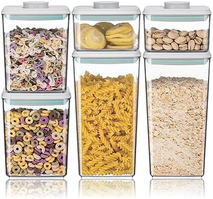 Ankou Airtight Food Storage Container Sets with Lids 6Pcs Pop Containers for Kitchen Pantry Organization BPA-Free Stackable Kitchen Storage Containers for Cereal Flour Sugar (0.5, 1.2, 1.8qt)*2