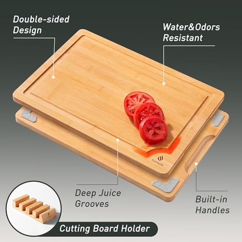 Bamboo Cutting Board Set Non Slip Feet with Holder Over Sink Adult Women Her Sister Aunt Wife Hustband Lady Bestie Soul Happy Christmas Xmas Birthday Gifts Cool Unique Aesthetic 30 40 60 70 Year Old