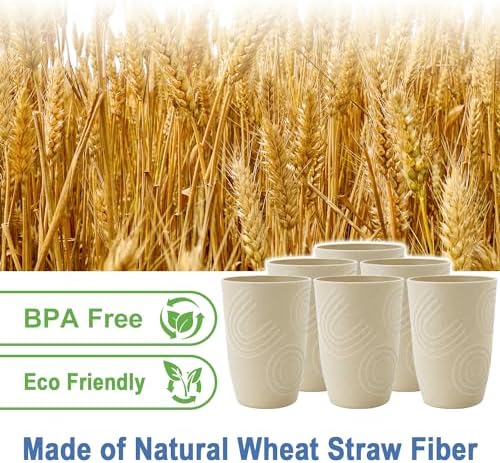 16oz Plastic Drinking Cups, Water Cups Set of 6 (Beige)