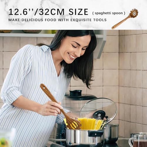 Wooden Spoons for Cooking, 8-Piece Acacia Wood Cooking Utensil Set