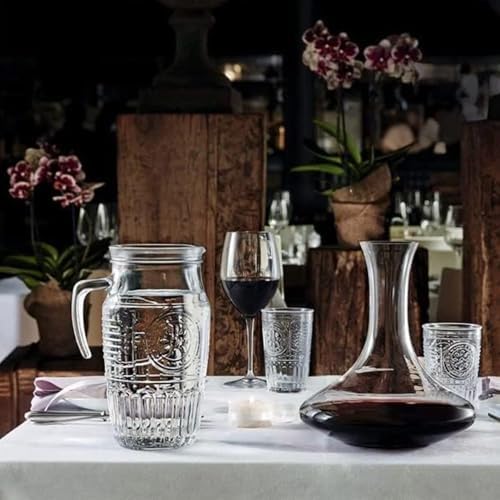 Bormioli Rocco Romantic, Elegant Floral Glass Pitcher, 60.75 oz, Made In Italy.