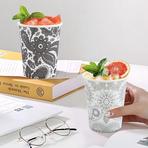 Clawsoff 300 Pack Paper Cups 8 oz, Disposable Coffee Cups 8 OZ (Paisley)
