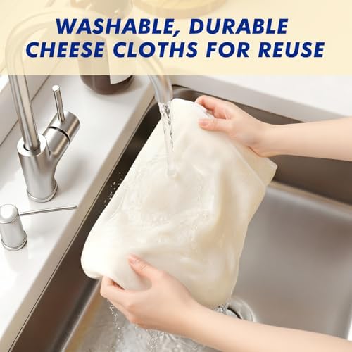 6 PCS Reusable Cheesecloth, Grade 100, 20x20 Inch Hemmed Cheese Cloth for Straining Craft, 100% Cotton Unbleached Cloth Strainer for Cooking, Baking, Juicing, Cheese Making (40×50 Threads)