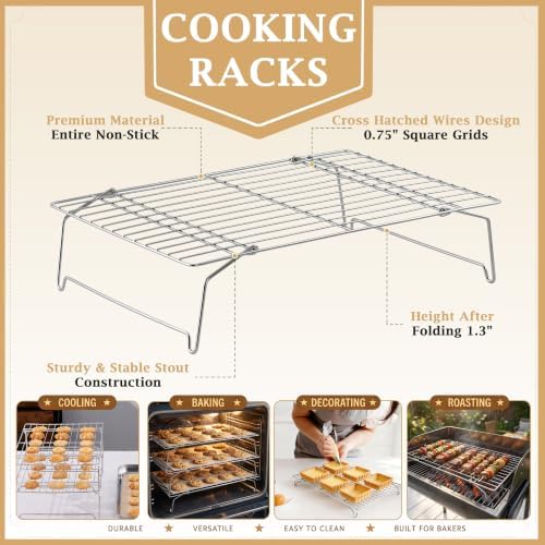 LIANYU Cooling Rack 15"x10", 5-Tier Stackable & Collapsible Cooling Racks