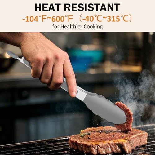 Tongs for Cooking, Stainless Steel Kitchen Tongs with Silicone Tips