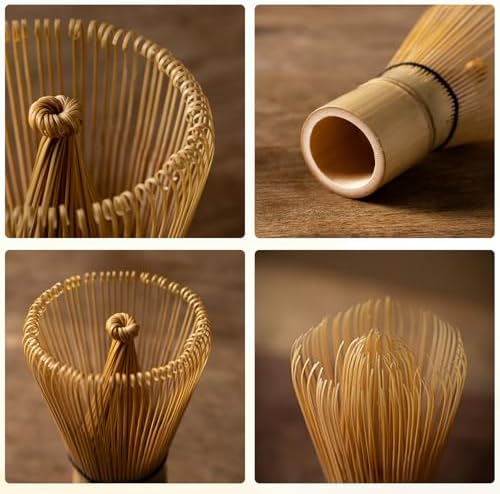 Matcha Whisk 80 Prongs Bamboo Whisk for Matcha Powder Handcrafted Traditional Japanese Chasen Matcha Stirrer for Authentic Tea Preparation
