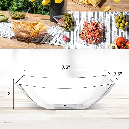 4 Pack Disposable Clear Plastic Serving Bowls Square Party Candy Use 32oz