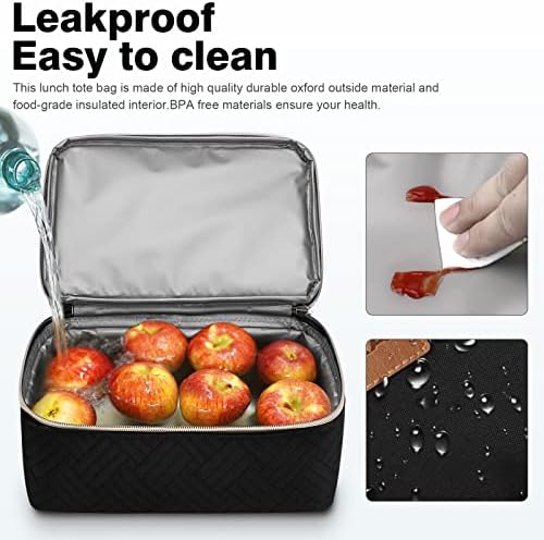 BALORAY Lunch Bag for Women Men Adult Lunch Box (Black with Strap),L