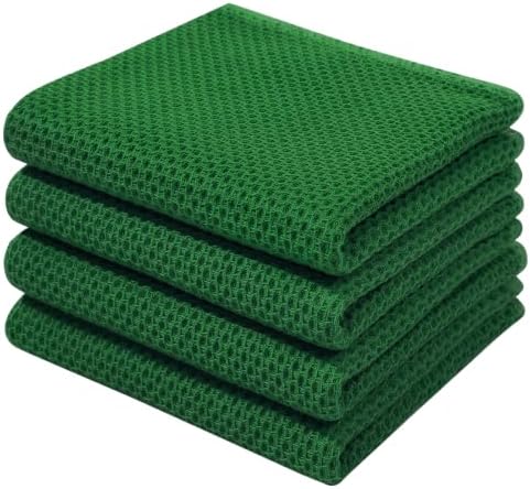 Homaxy 100% Cotton Waffle Weave Kitchen Dish Towels 4-Pack, Forest