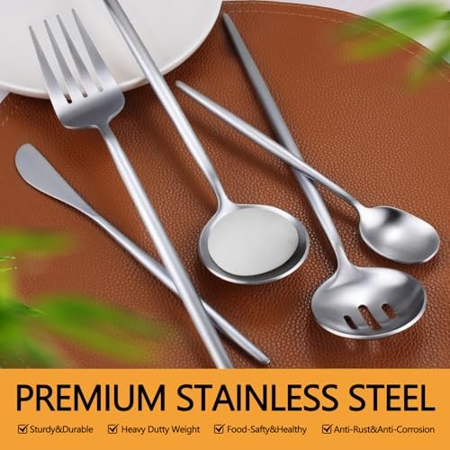 Silver Serving Utensils Set,5pc Stainless Steel Serving Spoons