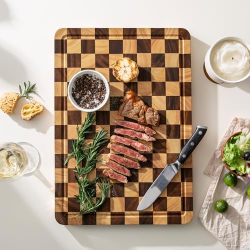 Wooden Cutting Boards for Kitchen, 1.2" Checkered Cutting Board
