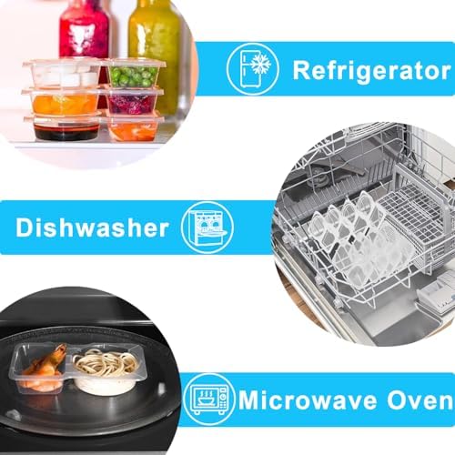Pure Future 30-Pack Reusable Snack Containers with Lids, 2-Compartment Snackle Box Container for Meal Prep, Portion Control Snack Pack for Office, Travel & Gym, Microwave Safe