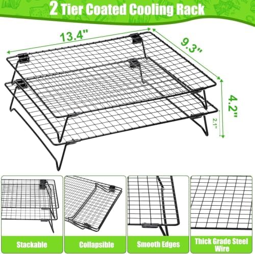 INNOVATIVE LIFE 13.4 x 9.4 inch Cooling Rack with Collapsible Legs 2 Pcs
