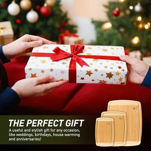 Bamboo Cutting Board Set Non Slip Feet Over Sink Tablas Para Picar Cocina Tabua Madeira Corte Carne Bambu Alimentos Cortar Madera Juego Regalos Cumpleaños Navidad Mujer Mama Abuela Hombre Papa