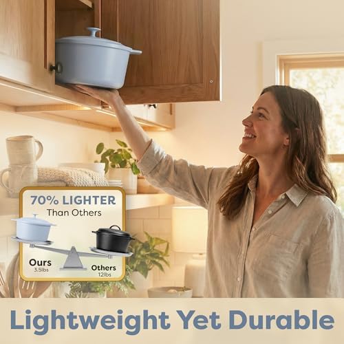 Gotham Steel 5 Qt Lightweight Ceramic Dutch Oven Pot with Lid, Nonstick Sourdough Dutch Oven for Bread Baking, 10 in 1 Stock Pot Ovens for Pasta, Spaghetti, Bread and More, Pots for Cooking
