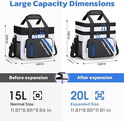 Maelstrom Insulated Lunch Box, 20L Double Deck Cooler Bag for Men Women