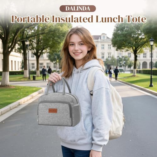 DALINDA Lunch Bag Lunch Box for Women Men, Insulated Lunch Bags Water-Resistant Cute Cooler Lunch Tote Bag, Reusable Large Capacity for Work Travel Picnic