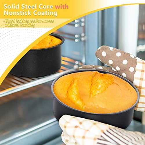 E-far Cake Pan Set of 3(4/6/8 Inch), Nonstick Stainless Steel Cake Pans