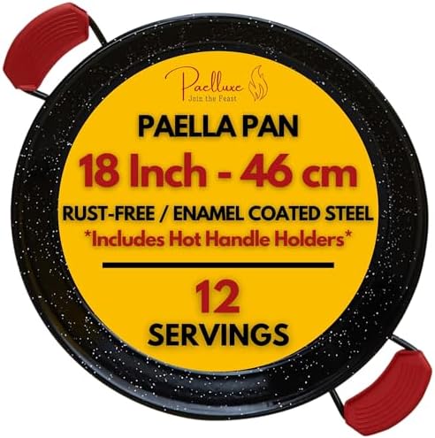 Paelluxe Paella Pan Enameled No-Rust Steel Skillet - 18 Inch, 12 Servings
