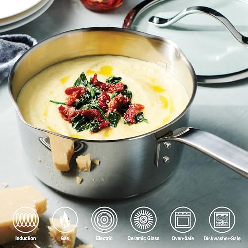 Tramontina Tempo Tri-Ply Base Stainless Steel 3-Qt Sauce Pan with Lid
