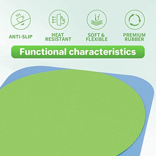 Leezmark 6pcs Jar Opener Gripper Pads, Rubber Jar Grippers Multi-function Jar Opener for Seniors with Arthritis Weak Hands Kitchen Coasters(Green, Blue)