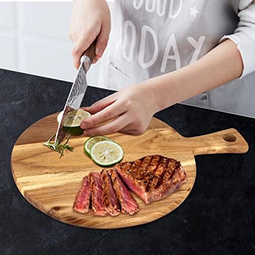 Acacia Wood Cutting Boards for Kitchen Round Chopping Charcuterie Boards