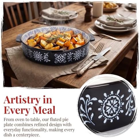 Covzoe 2 Pack Ceramic Pie Pan with Handle, 9 Inch Non-Stick Pie Plate