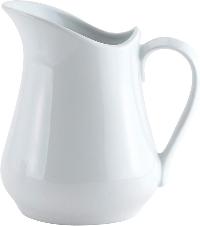 HIC Kitchen Creamer Pitcher With Handle, Fine Porcelain, 32-Ounce Capacity, For Coffee, Tea, Dressings, Gravies, Sauces