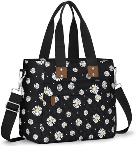 Capolo Lunch Bag for Women,Large Insulated Lunchbox Tote Reusable,L-Daisy