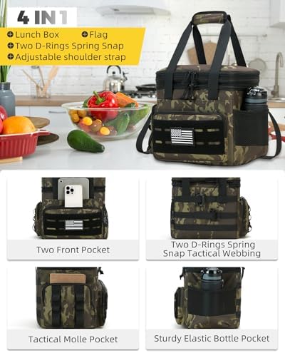 holuxer Lunch Bag & Lunch Box for Men - Tactical XLarge Soft