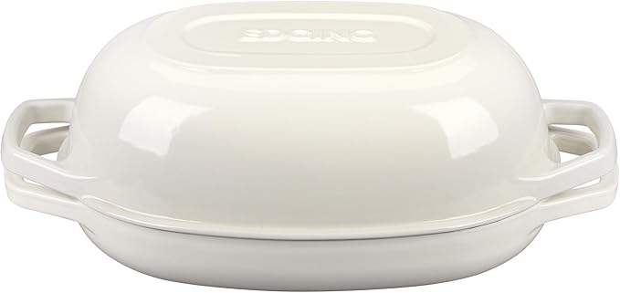 Enameled Cast Iron Oval Dutch Oven Pot with Lid, Dutch Oven for Sourdough Bread Baking, Bread Oven, Bread Dutch Oven, Oval Bread Pan, 5qt, White