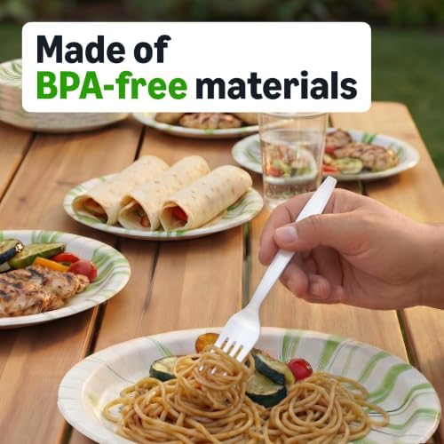 Amazon Basics Disposable Everyday White Assorted Cutlery Set, 360 Count, Large Combo Pack, Forks, Spoons, and Knives
