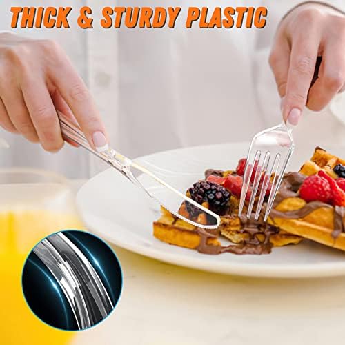 360 Count Plastic Silverware Heavy Duty, 120 Forks, 120 Spoons, 120 Knives