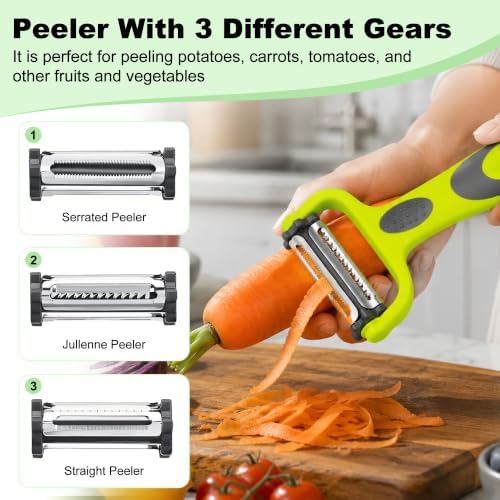 3-in-1 Vegetable Peeler, Julienne Peeler & Vegetable Slicer Kitchen Tool