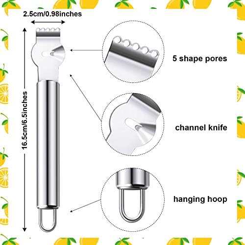 Patelai 2 Pcs Lemon Orange Peeler Stainless Steel Citrus Zester Tool