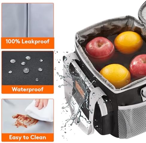Lifewit Medium Lunch Bag, Insulated Lunch Box, Soft Cooler Cooling Tote for Adult Men Women, Gray and Black 12-Can (9L)