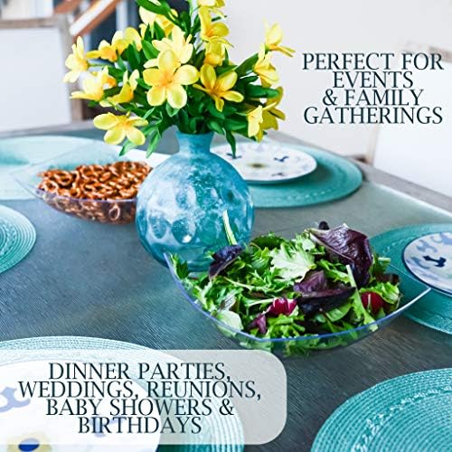 PLASTICPRO Disposable 64 ounce Square Serving Bowls, Party Snack or Salad Bowl, Large Plastic Crystal Clear Pack of 8