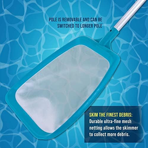 U.S. Pool Supply Spa Hot Tub, Pool Hand Leaf Skimmer Net, 17" Aluminum Pole