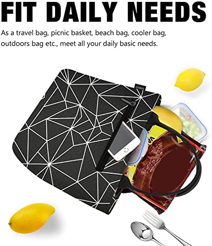 Aosbos Large Lunch Bags for Women Insulated Lunch Box Leakproof Adult Food Organizer Tote Bag Black Prism