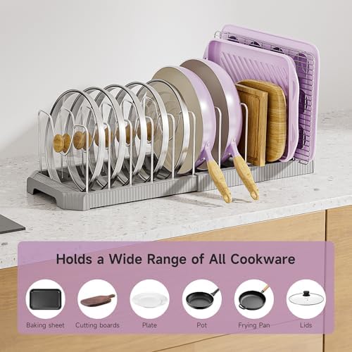 MUDEELA Pots and Pans Organizer under Cabinet, Grey