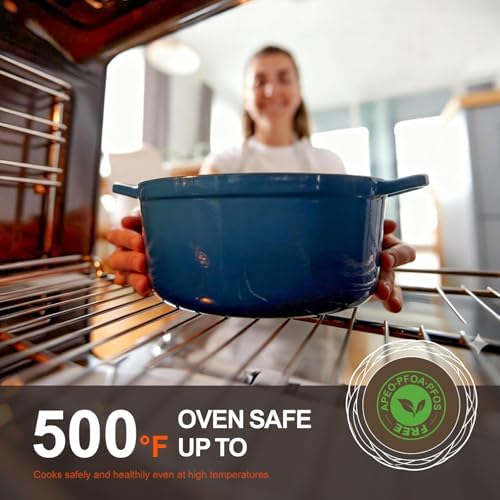 Overmont Enameled Cast Iron Dutch Oven - 5.5QT Pot with Lid Cookbook