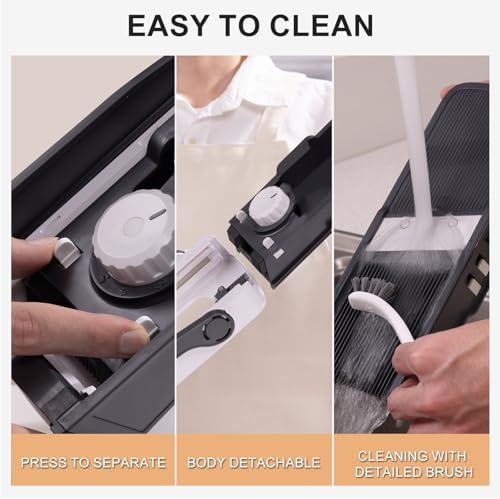 ONCE FOR ALL Safe Mandoline Slicer Pro, Veggie Slicer with Container, Gray