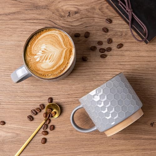 GBhome 15 OZ Stackable Coffee Mugs Set of 4, Ceramic Coffee Cups Set