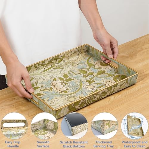 AGIOTA Coffee Table Trays for Living Room Serving Tray with Handles, Modern Large Tray for Ottoman Coffee Table