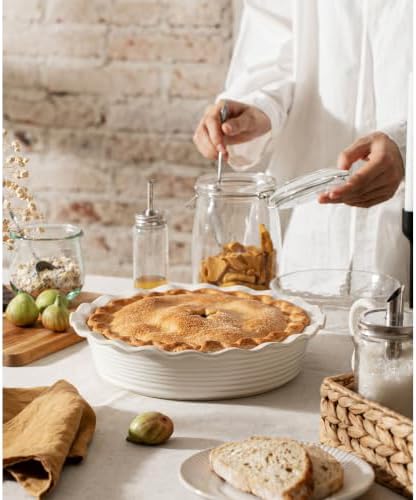 Deep Pie Dish for Baking, Deep Dish Pie Pan, Off-White