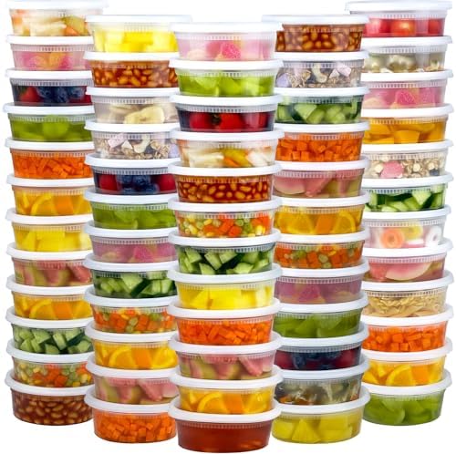 Dipoo 60 Sets (120-Piece) Deli Containers with Lids 8 oz