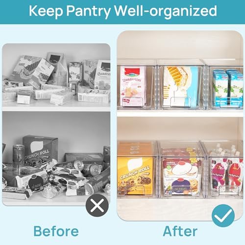 Vtopmart 4 Pack Stackable Clear Pantry Storage Drawers, Large