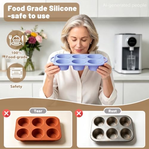 Jumbo Muffin Tin for Egg Bites: 2 PCS Large Silicone Muffin Pan with Frame